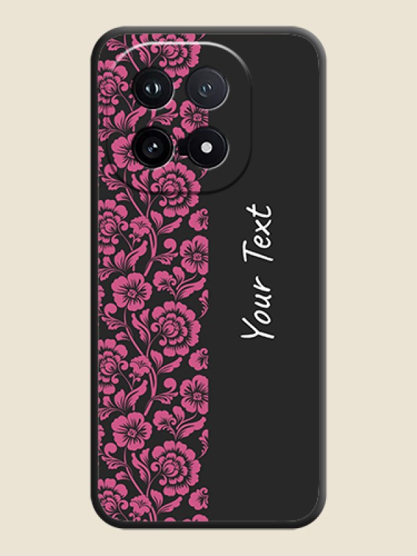 Custom Pink Floral Pattern Design With Custom Text On Space Black Custom Soft Matte Mobile Back Cover - iQOO 15 5G - alternate view