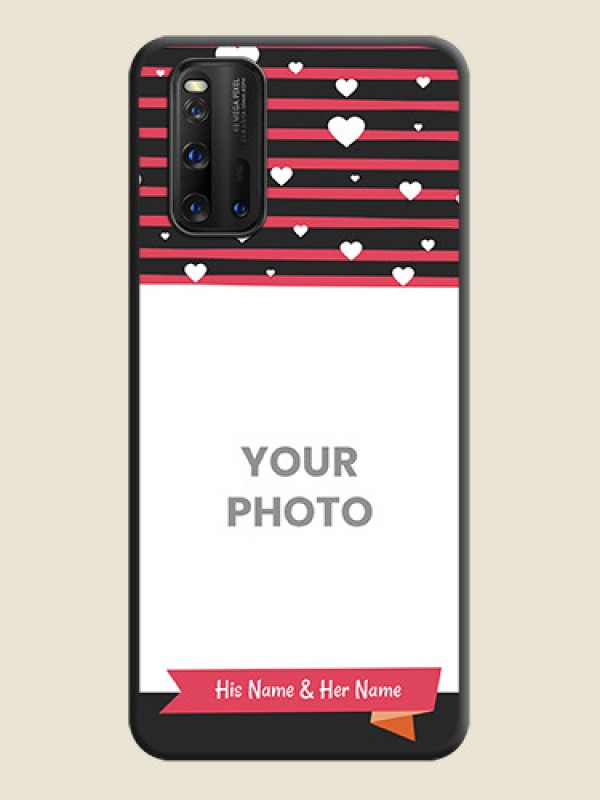 Custom White Color Love Symbols with Pink Lines Pattern on Space Black Custom Soft Matte Phone Cases - iQOO 3 5G - alternate view