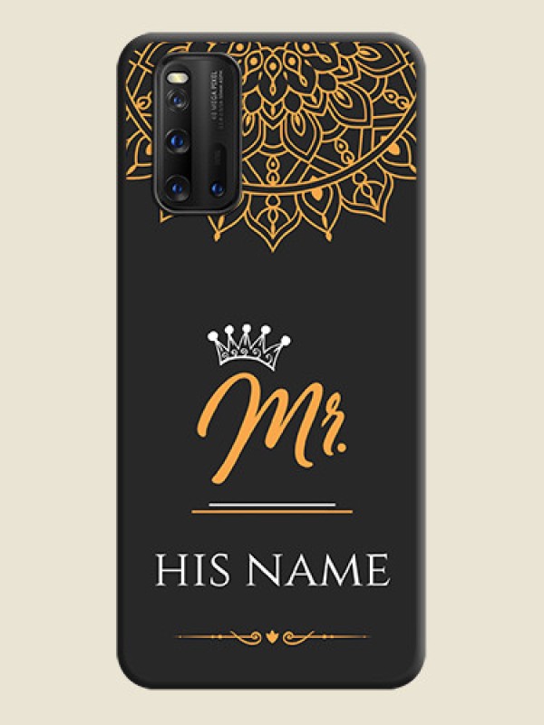 Custom Mr Name with Floral Design  on Personalised Space Black Soft Matte Cases - iQOO 3 5G - alternate view