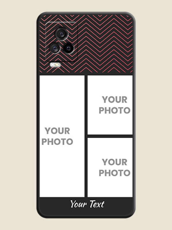 Custom Wave Pattern with 3 Image Holder on Space Black Custom Soft Matte Back Cover - iQOO 7 Legend - alternate view