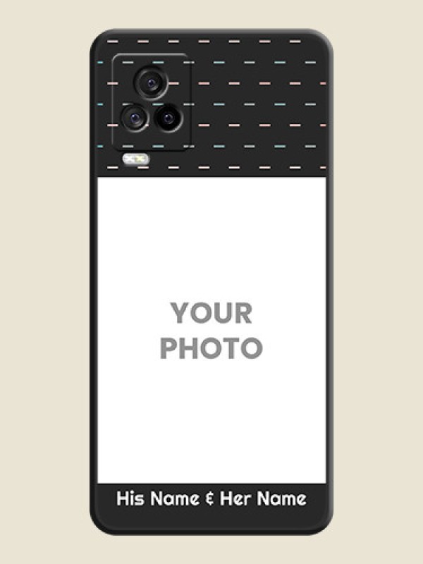 Custom Line Pattern Design with Text on Space Black Custom Soft Matte Phone Back Cover - iQOO 7 Legend - alternate view