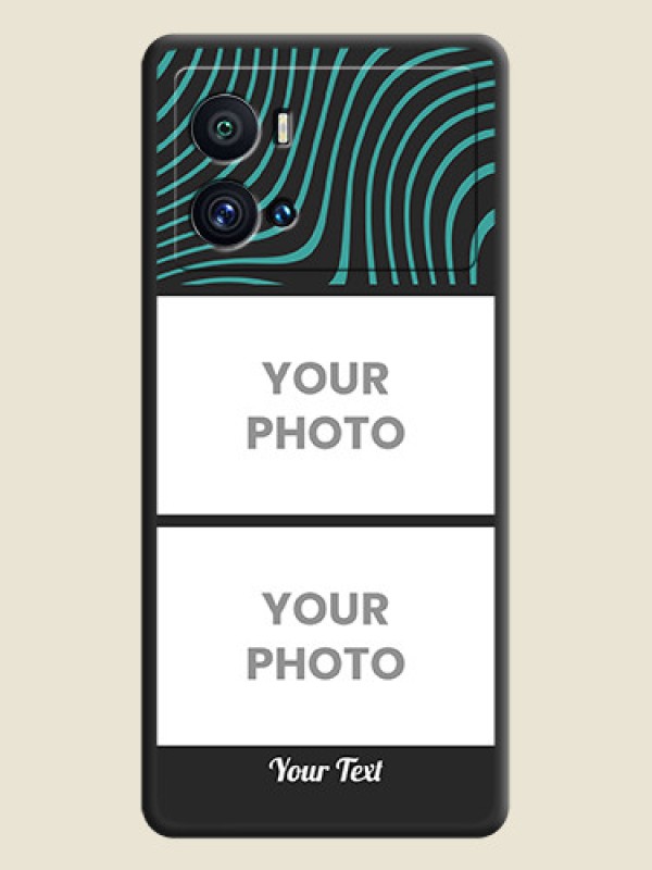 Custom Wave Pattern with 2 Image Holder on Space Black Personalized Soft Matte Phone Covers - iQOO 9 Pro 5G - alternate view