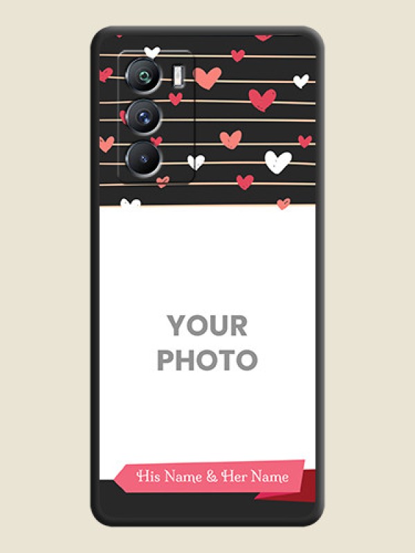 Custom Love Pattern with Name on Pink Ribbon  on Photo on Space Black Soft Matte Back Cover - iQOO 9 Se 5G - alternate view