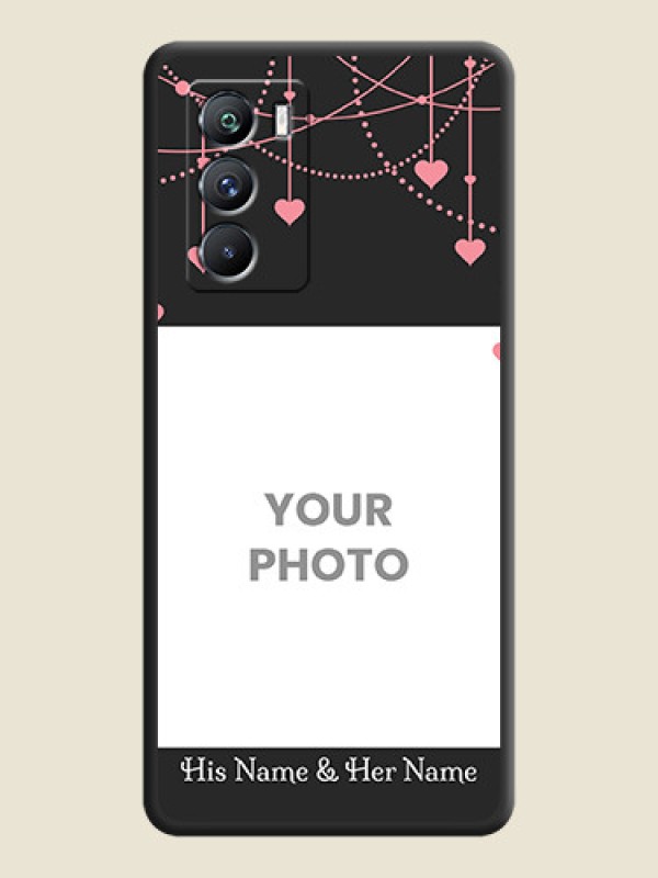 Custom Pink Love Hangings with Text on Space Black Custom Soft Matte Back Cover - iQOO 9 Se 5G - alternate view