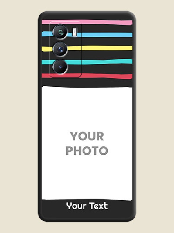 Custom Multicolor Lines with Image on Space Black Personalized Soft Matte Phone Covers - iQOO 9 Se 5G - alternate view