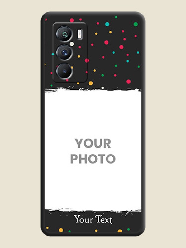 Custom Multicolor Dotted Pattern with Text on Space Black Custom Soft Matte Phone Back Cover - iQOO 9 Se 5G - alternate view