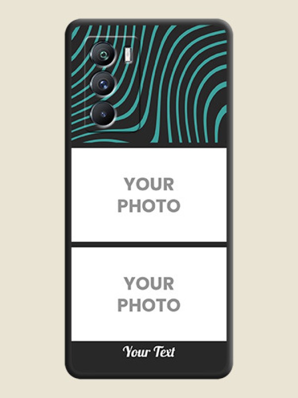 Custom Wave Pattern with 2 Image Holder on Space Black Personalized Soft Matte Phone Covers - iQOO 9 Se 5G - alternate view