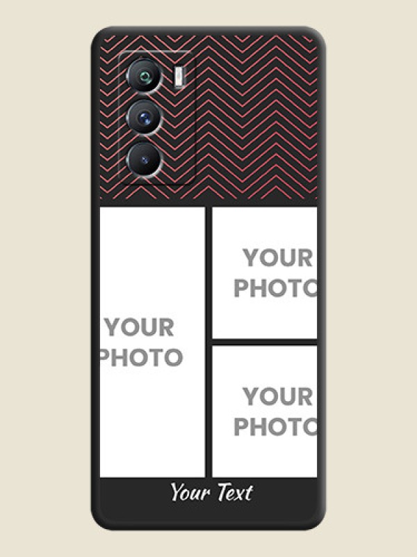 Custom Wave Pattern with 3 Image Holder on Space Black Custom Soft Matte Back Cover - iQOO 9 Se 5G - alternate view