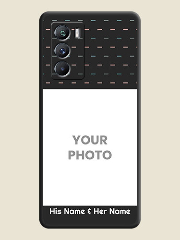 Custom Line Pattern Design with Text on Space Black Custom Soft Matte Phone Back Cover - iQOO 9 Se 5G - alternate view