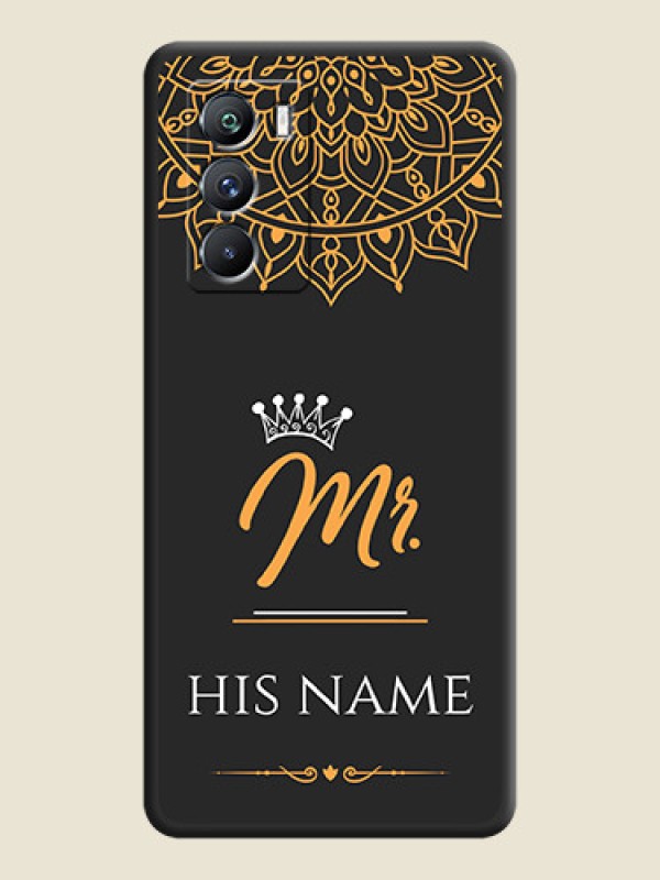 Custom Mr Name with Floral Design  on Personalised Space Black Soft Matte Cases - iQOO 9 Se 5G - alternate view