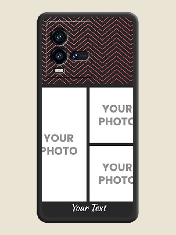 Custom Wave Pattern with 3 Image Holder on Space Black Custom Soft Matte Back Cover - iQOO 9T 5G - alternate view