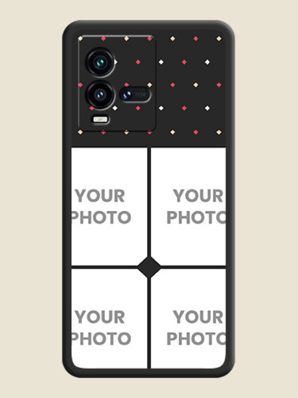 Custom Multicolor Dotted Pattern with 4 Image Holder on Space Black Custom Soft Matte Phone Cases - iQOO 9T 5G - alternate view