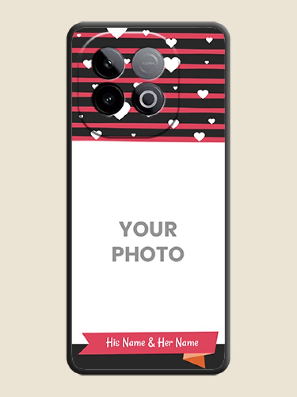 Custom White Color Love Symbols with Pink Lines Pattern On Space Black Custom Soft Matte Mobile Back Cover - iQOO Neo 10 5G - alternate view