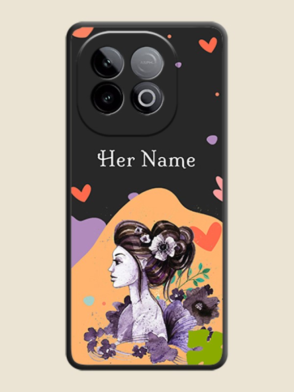 Custom Namecase For Her With Fancy Lady Image On Space Black Custom Soft Matte Mobile Back Cover - iQOO Neo 10 5G - alternate view