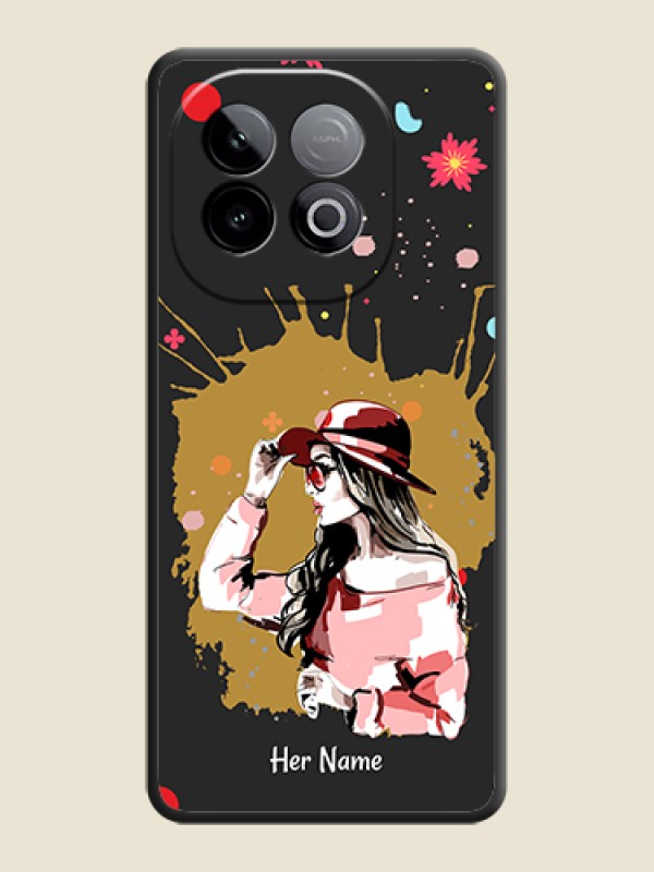 Custom Mordern Lady With Color Splash Background With Custom Text On Space Black Custom Soft Matte Mobile Back Cover - iQOO Neo 10 5G - alternate view