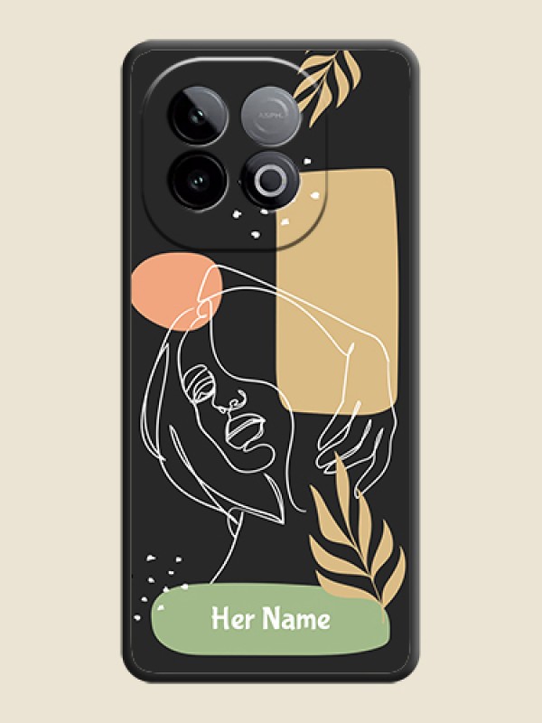 Custom Custom Text With Line Art Of Women & Leaves Design On Space Black Custom Soft Matte Mobile Back Cover - iQOO Neo 10 5G - alternate view