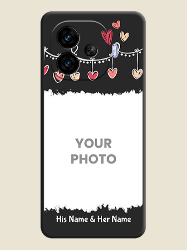Custom Pink Love Hangings with Name On Space Black Custom Soft Matte Mobile Back Cover - iQOO Neo 10R 5G - alternate view
