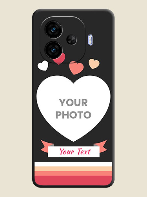 Custom Love Shaped Photo with Colorful Stripes On Space Black Custom Soft Matte Mobile Back Cover - iQOO Neo 10R 5G - alternate view