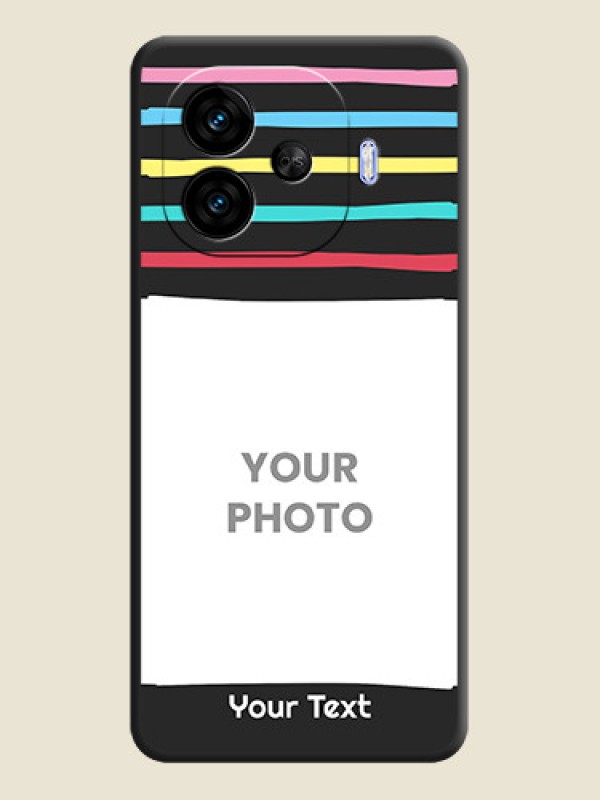 Custom Multicolor Lines with Image On Space Black Custom Soft Matte Mobile Back Cover - iQOO Neo 10R 5G - alternate view