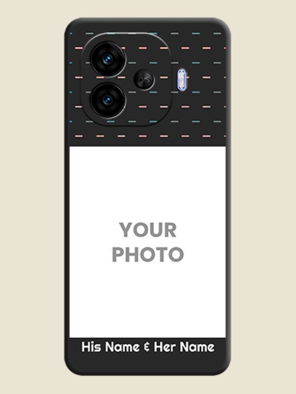 Custom Line Pattern Design with Text On Space Black Custom Soft Matte Mobile Back Cover - iQOO Neo 10R 5G - alternate view