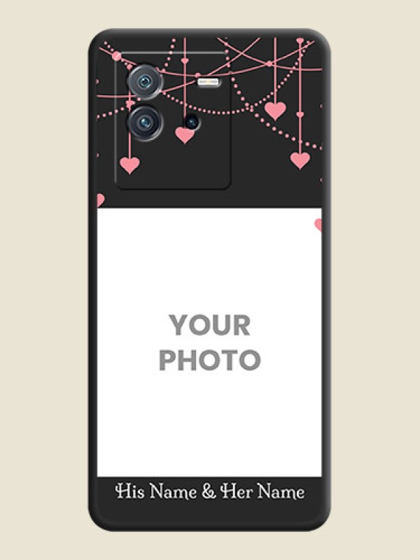 Custom Pink Love Hangings with Text on Space Black Custom Soft Matte Back Cover - iQOO Neo 6 5G - alternate view