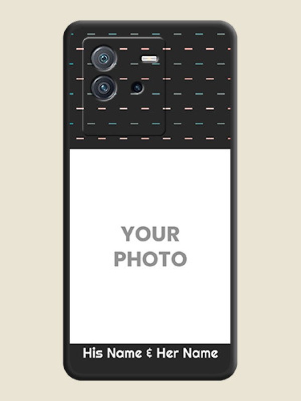 Custom Line Pattern Design with Text on Space Black Custom Soft Matte Phone Back Cover - iQOO Neo 6 5G - alternate view