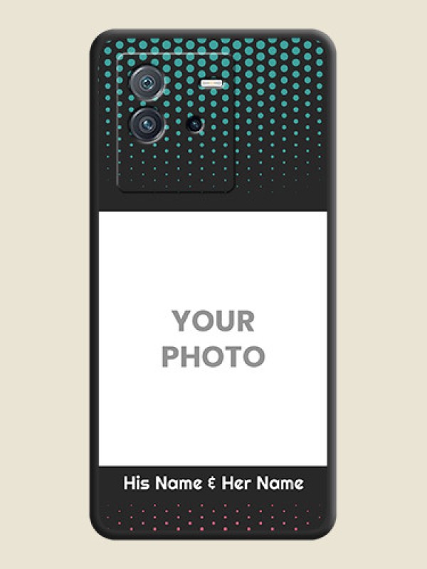 Custom Faded Dots with Grunge Photo Frame and Text on Space Black Custom Soft Matte Phone Cases - iQOO Neo 6 5G - alternate view