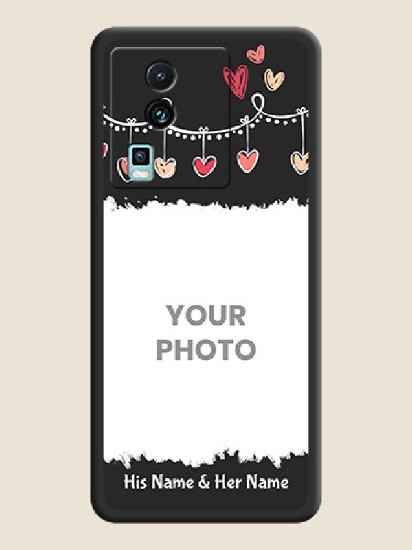 Custom Pink Love Hangings with Name on Space Black Custom Soft Matte Phone Cases - iQOO Neo 7 5G - alternate view