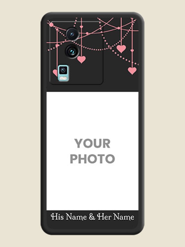 Custom Pink Love Hangings with Text on Space Black Custom Soft Matte Back Cover - iQOO Neo 7 5G - alternate view