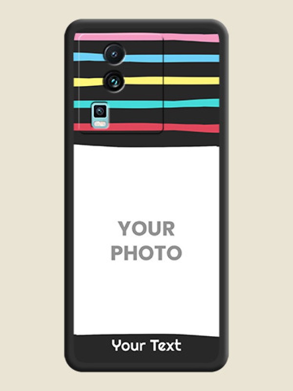 Custom Multicolor Lines with Image on Space Black Personalized Soft Matte Phone Covers - iQOO Neo 7 5G - alternate view