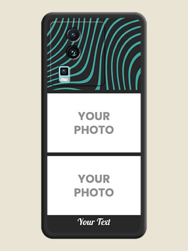 Custom Wave Pattern with 2 Image Holder on Space Black Personalized Soft Matte Phone Covers - iQOO Neo 7 5G - alternate view
