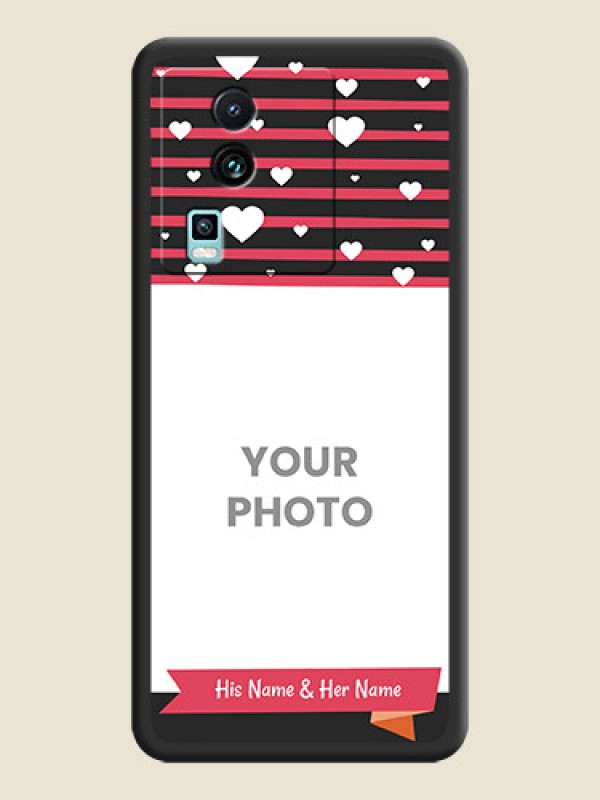 Custom White Color Love Symbols with Pink Lines Pattern on Space Black Custom Soft Matte Phone Cases -iQOO Neo 7 Pro 5G - alternate view