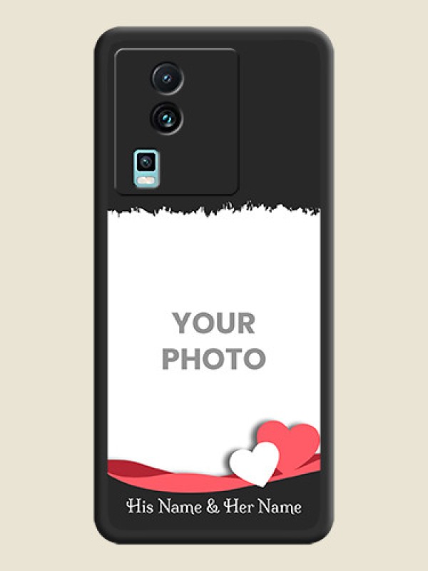 Custom Pink Color Love Shaped Ribbon Design with Text on Space Black Custom Soft Matte Phone Back Cover -iQOO Neo 7 Pro 5G - alternate view