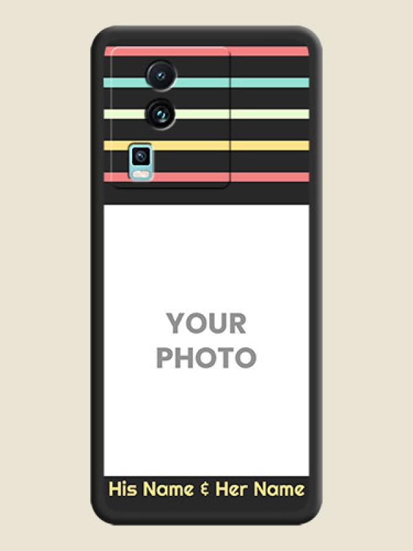 Custom Color Stripes with Photo and Text - Photo on Space Black Soft Matte Mobile Case -iQOO Neo 7 Pro 5G - alternate view