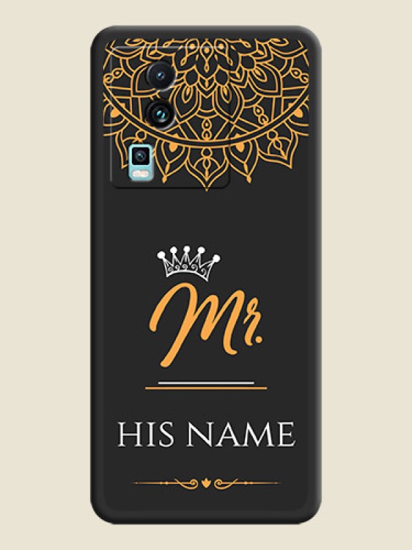 Custom Mr Name with Floral Design  on Personalised Space Black Soft Matte Cases -iQOO Neo 7 Pro 5G - alternate view