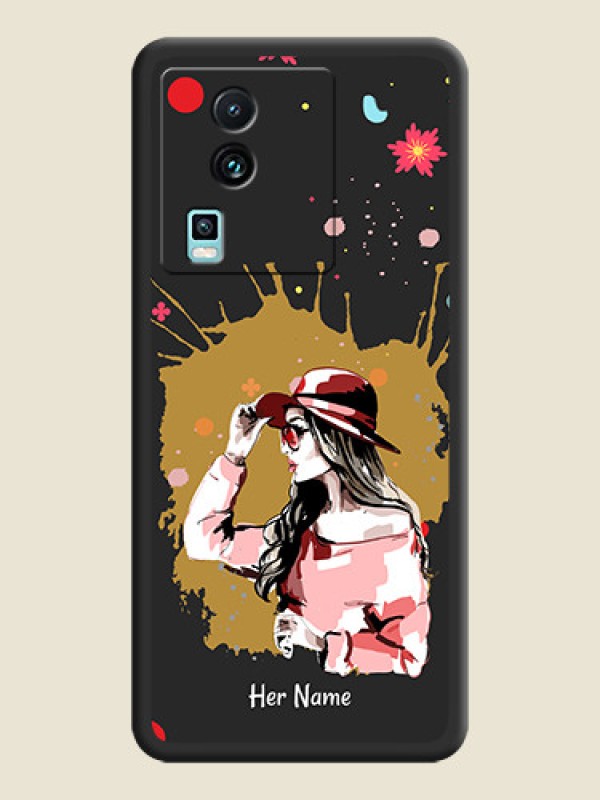 Custom Mordern Lady With Color Splash Background With Custom Text On Space Black Personalized Soft Matte Phone Covers -iQOO Neo 7 Pro 5G - alternate view