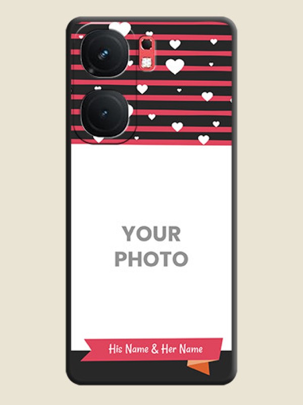 Custom White Color Love Symbols with Pink Lines Pattern on Space Black Custom Soft Matte Phone Cases - iQOO Neo 9 Pro 5G - alternate view