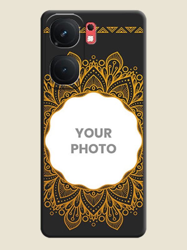 Custom Round Image with Floral Design - Photo on Space Black Soft Matte Mobile Cover - iQOO Neo 9 Pro 5G - alternate view