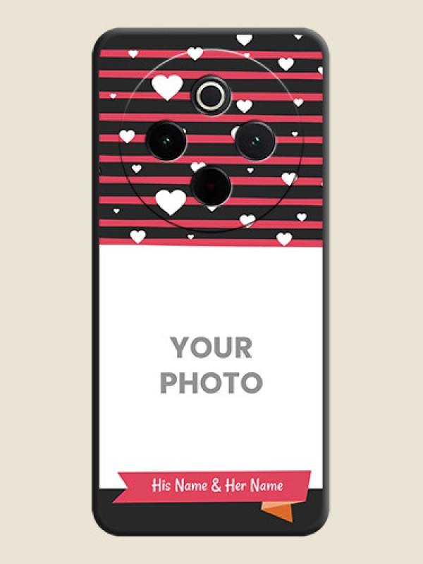 Custom White Color Love Symbols with Pink Lines Pattern On Space Black Custom Soft Matte Mobile Back Cover - iQOO Z10 5G - alternate view