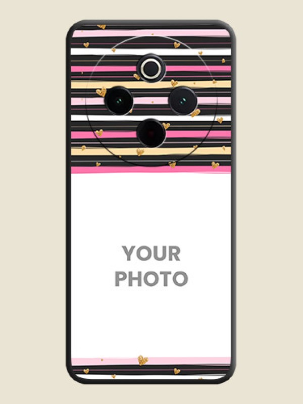 Custom Multicolor Lines and Golden Love Symbols Design on Photo On Space Black Custom Soft Matte Mobile Back Cover - iQOO Z10 5G - alternate view