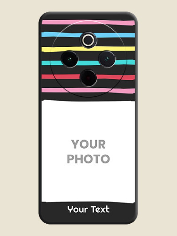Custom Multicolor Lines with Image On Space Black Custom Soft Matte Mobile Back Cover - iQOO Z10 5G - alternate view