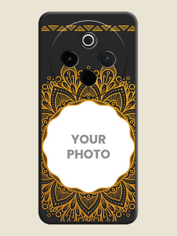 Custom Round Image with Floral Design On Space Black Custom Soft Matte Mobile Back Cover - iQOO Z10 5G - alternate view
