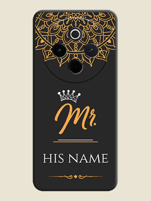 Custom Mr Name with Floral Design On Space Black Custom Soft Matte Mobile Back Cover - iQOO Z10 5G - alternate view