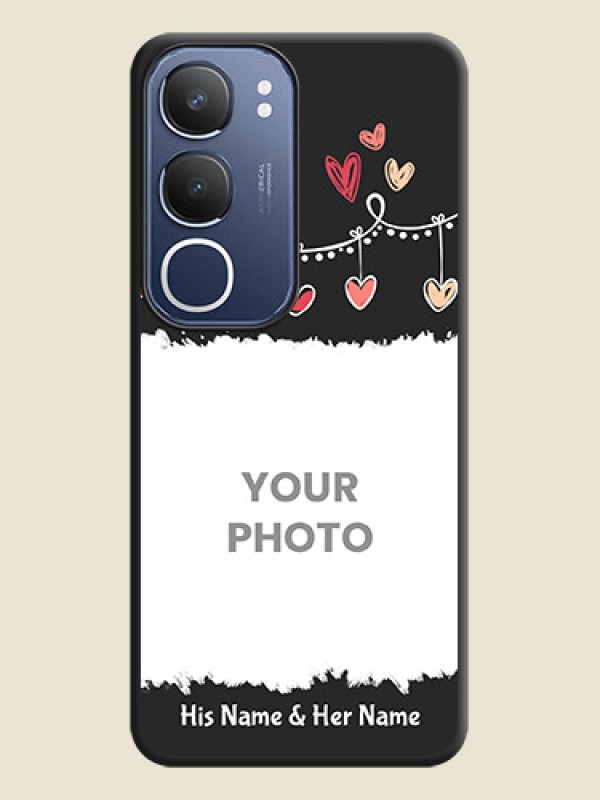 Custom Pink Love Hangings with Name On Space Black Custom Soft Matte Mobile Back Cover - iQOO Z10 Lite - alternate view