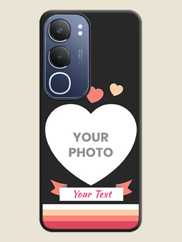 Custom Love Shaped Photo with Colorful Stripes On Space Black Custom Soft Matte Mobile Back Cover - iQOO Z10 Lite - alternate view