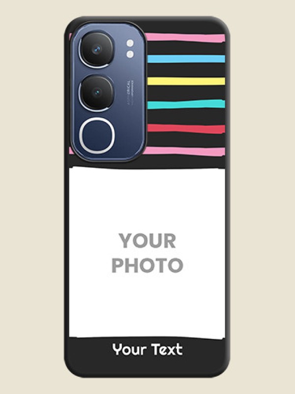 Custom Multicolor Lines with Image On Space Black Custom Soft Matte Mobile Back Cover - iQOO Z10 Lite - alternate view