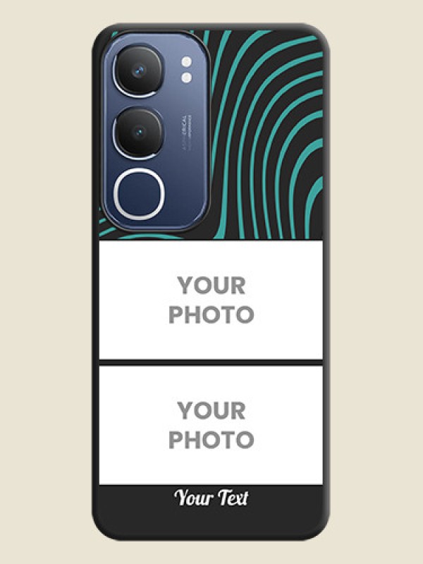Custom Wave Pattern with 2 Image Holder On Space Black Custom Soft Matte Mobile Back Cover - iQOO Z10 Lite - alternate view