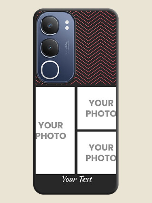 Custom Wave Pattern with 3 Image Holder On Space Black Custom Soft Matte Mobile Back Cover - iQOO Z10 Lite - alternate view