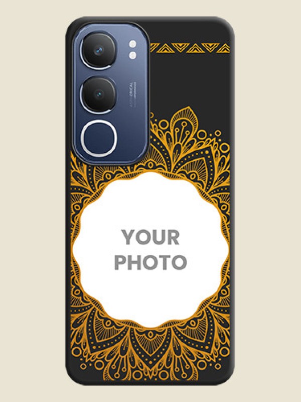 Custom Round Image with Floral Design On Space Black Custom Soft Matte Mobile Back Cover - iQOO Z10 Lite - alternate view
