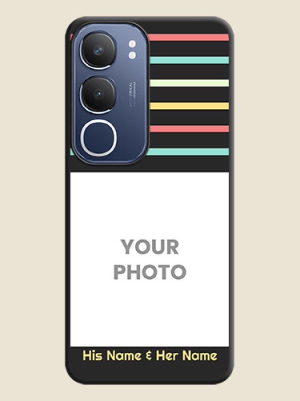 Custom Color Stripes with Photo and Text on Photo On Space Black Custom Soft Matte Mobile Back Cover - iQOO Z10 Lite - alternate view